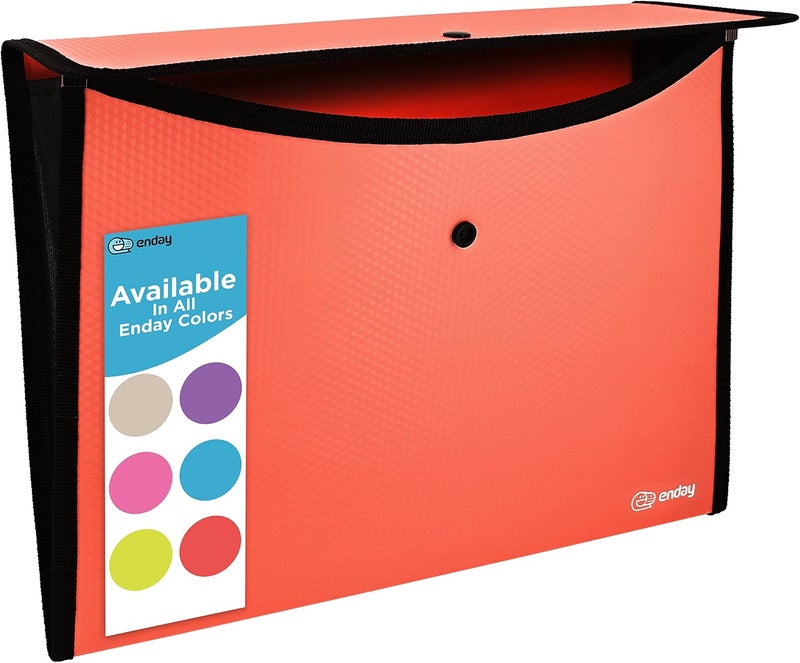 Enday Square Flap Document Holder Red, Expanding File Folder, A4 Letter Size Reusable Filling Envelopes, Snap Closure Wallet File Pouch Also Available in Pink, Purple, Green, Blue, Grey, 1 Pc– by - Image 1